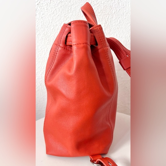 Longchamp Le Pliage Cuir Leather Backpack Terracotta  Dark Orange Red  NWOT - Picture 3 of 16